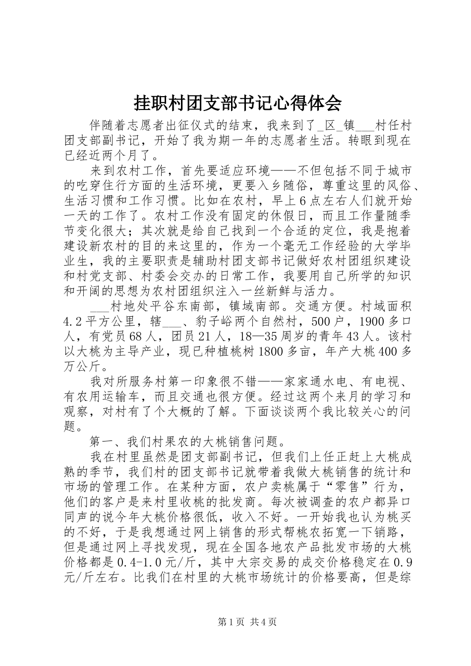 挂职村团支部书记心得体会_第1页