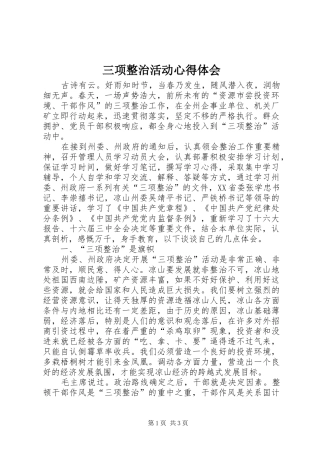 三项整治活动心得体会