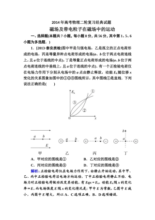 2014年高考物理二轮复习经典试题：磁场及带电粒子在磁场中的运动Word版含解析
