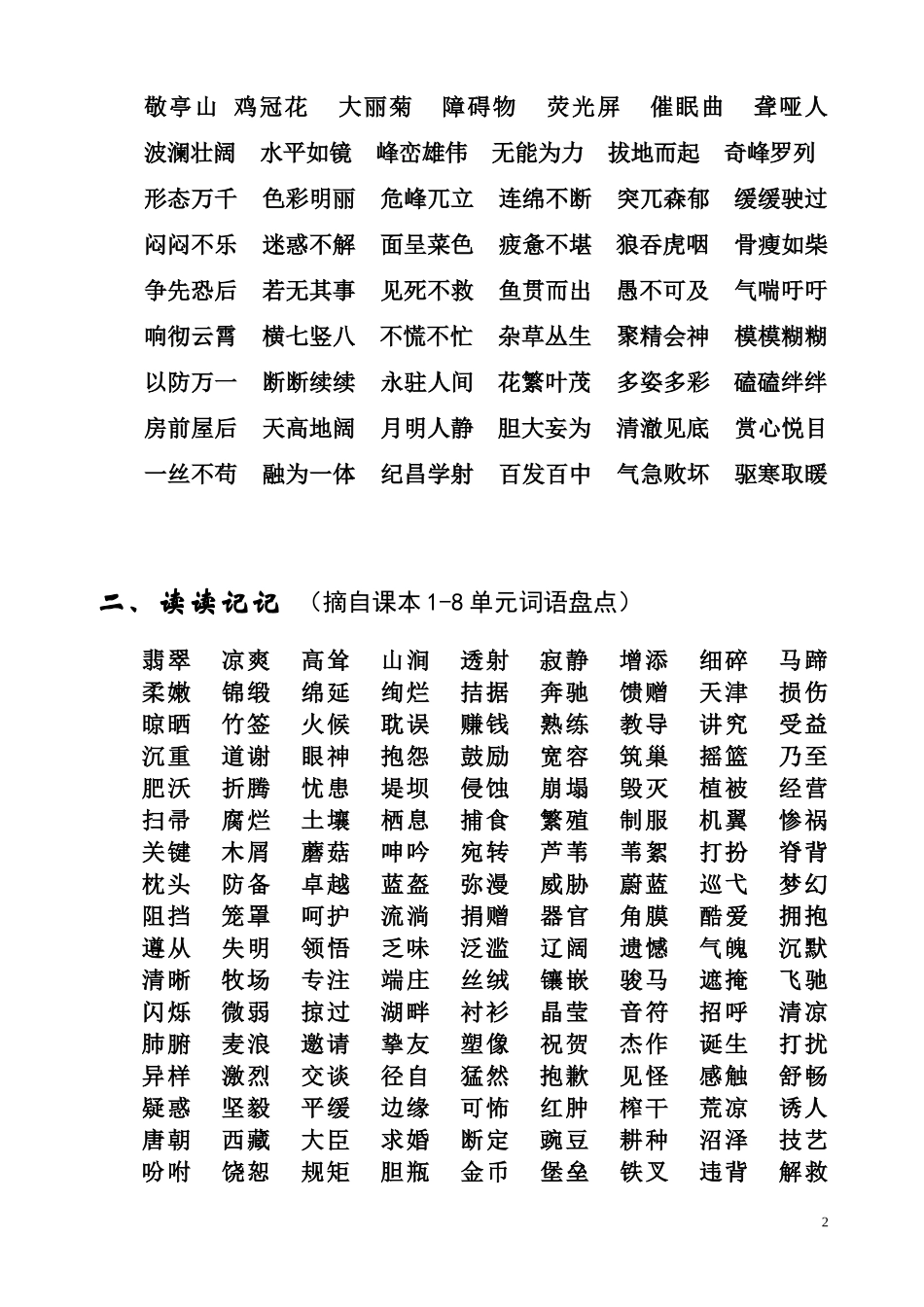 人教版四年级下册语文总复习资料(强烈推荐!!!)_第2页