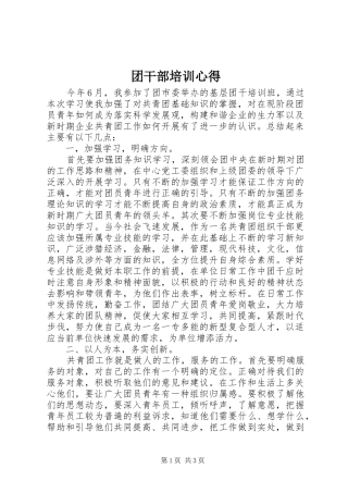 团干部培训心得