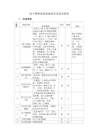 电子警察系统设备清单及技术要求