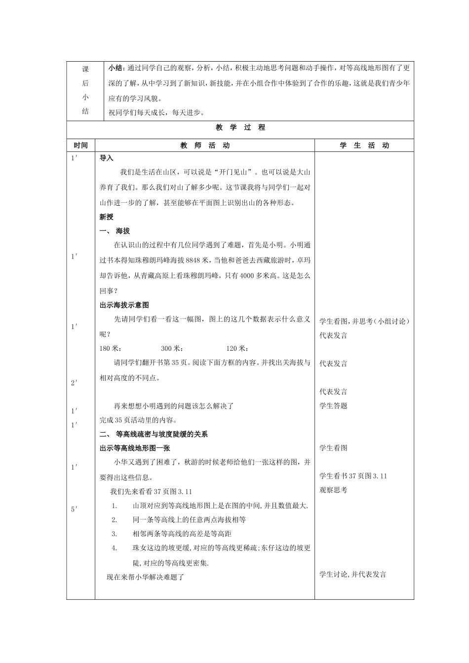 初中地理《等高线地形图的判读》教案_第2页