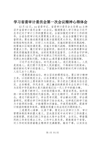 学习省委审计委员会第一次会议精神心得体会