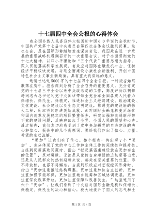 十七届四中全会公报的心得体会