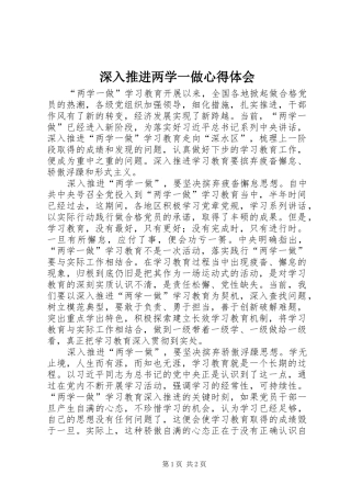 深入推进两学一做心得体会