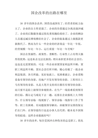 国企改革的出路在那里
