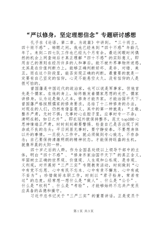 “严以修身，坚定理想信念”专题研讨感想