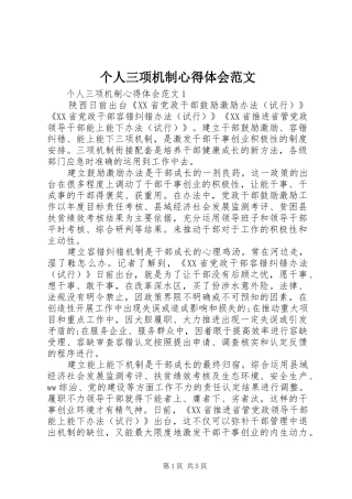 个人三项机制心得体会范文