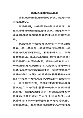 不要太爱惜你的羽毛