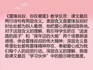 雷锋叔叔，你在哪里反思