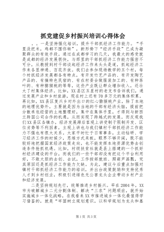 抓党建促乡村振兴培训心得体会