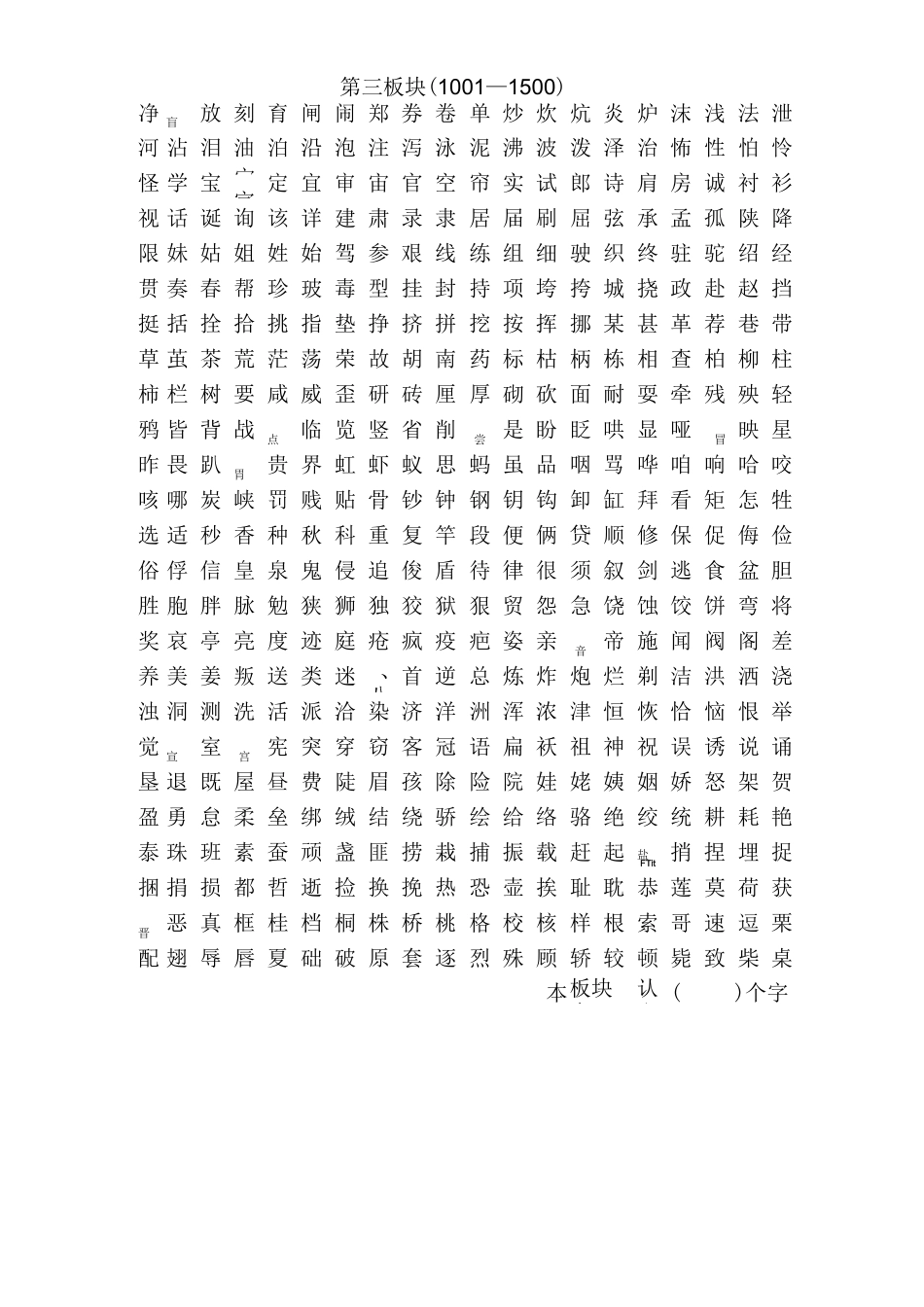 识字前测(小学生识字测试)_第3页