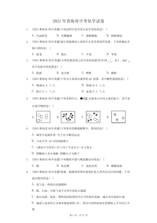 2021年青海省中考化学试卷(附答案详解) 