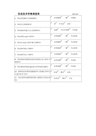 信息技术学情调查表