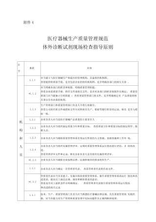医疗器械生产质量管理规范体外诊断试剂现场检查指导原则 