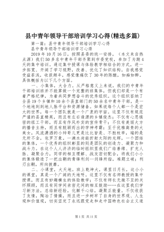 县中青年领导干部培训学习心得(精选多篇)