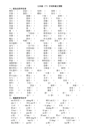 九年级下字词复习