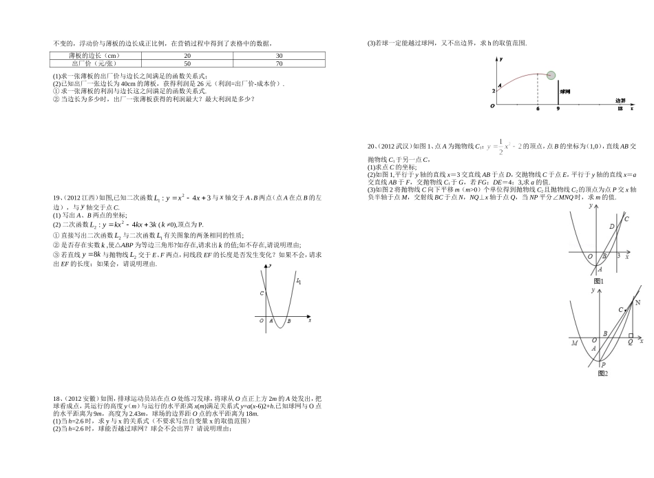 2013年数学中考总复习（二次函数专题）二_第2页