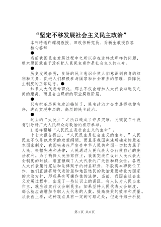 “坚定不移发展社会主义民主政治”