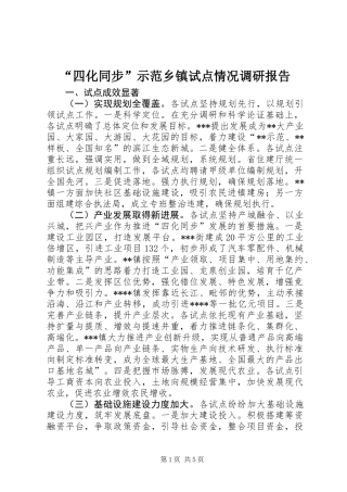 “四化同步”示范乡镇试点情况调研报告