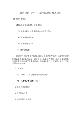 厨房里的化学——原电池原理及其应用
