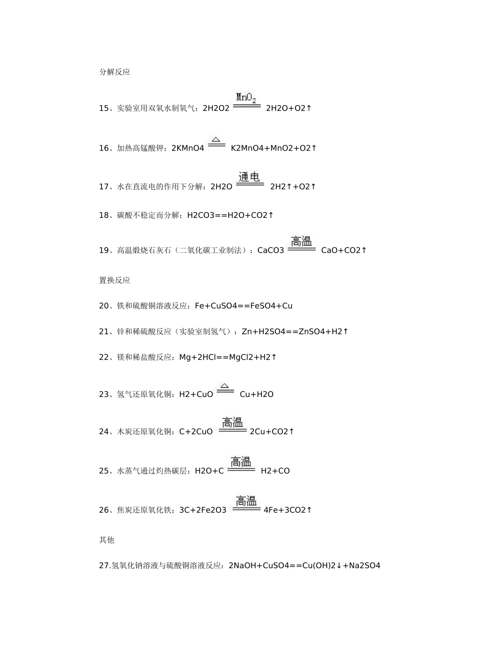 初中化学方程式大全_第2页