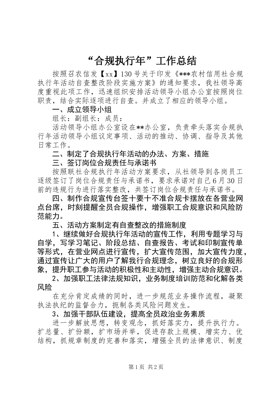 “合规执行年”工作总结_第1页