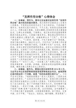 “发挥作用合格”心得体会