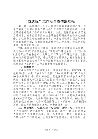 “双达标”工作及自查情况汇报