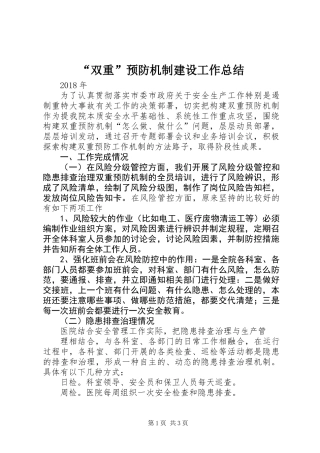 “双重”预防机制建设工作总结