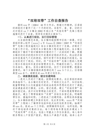 “双培双带”工作自查报告