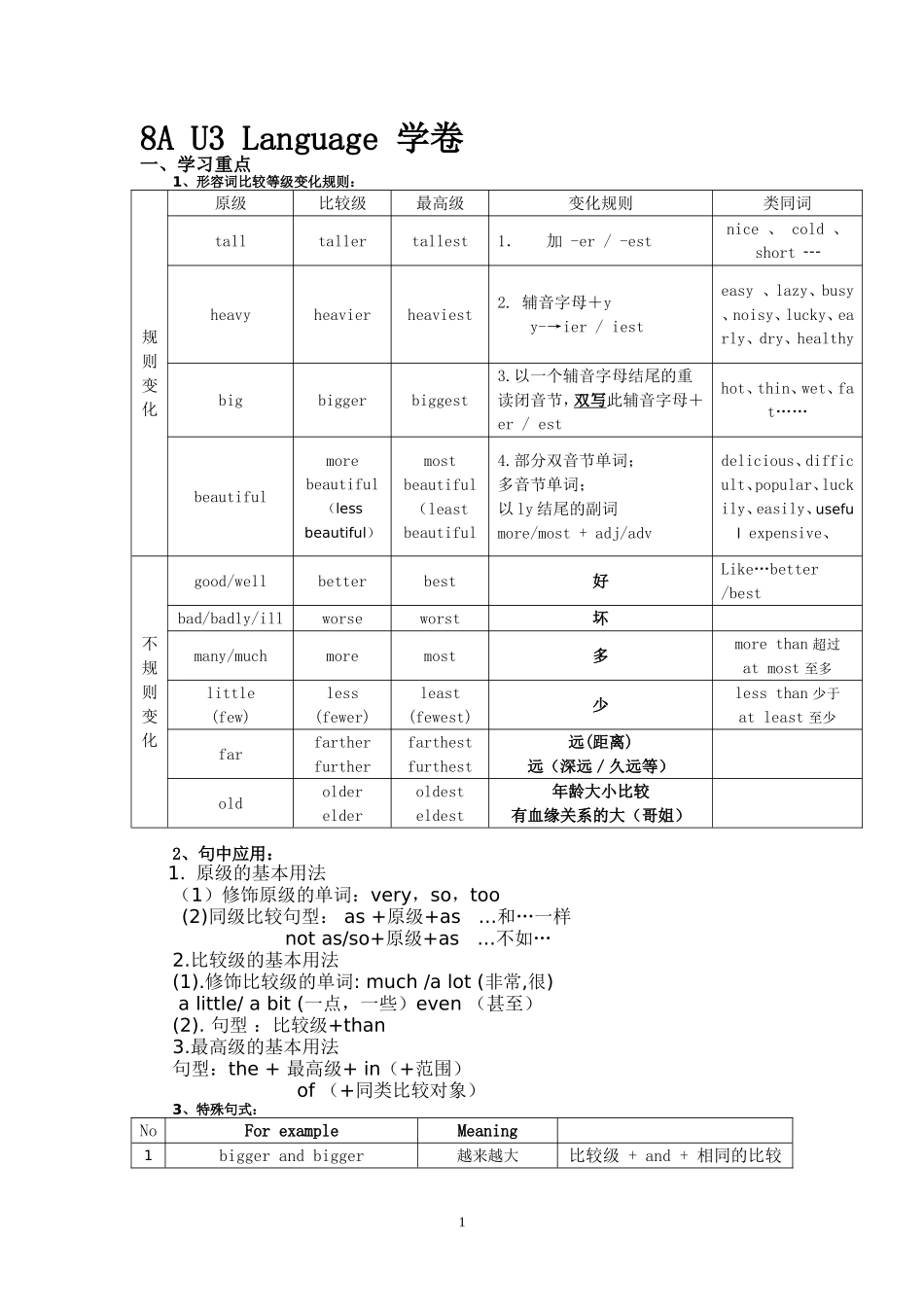 形容词比较等级复习学案_第1页