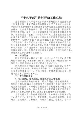 “千名干部”进村行动工作总结