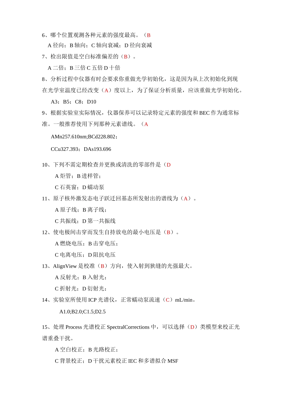 电感耦合等离子体发射光谱法(选择题)_第2页