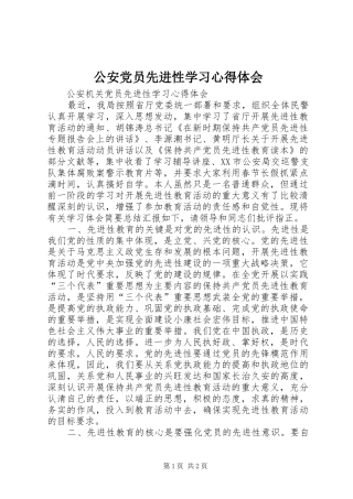 公安党员先进性学习心得体会
