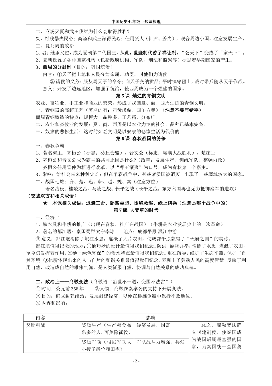 七年级上人教版复习提纲_第2页