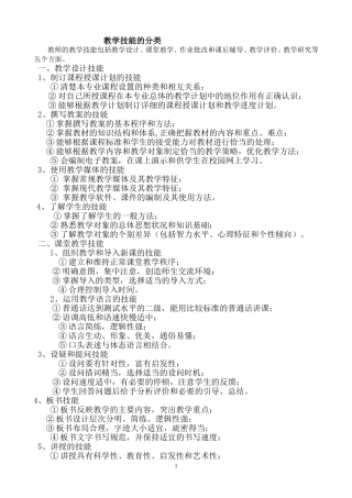 教学技能的分类