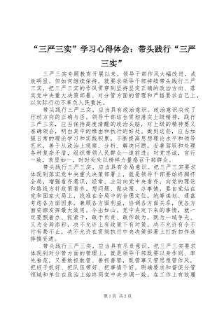 “三严三实”学习心得体会：带头践行“三严三实”