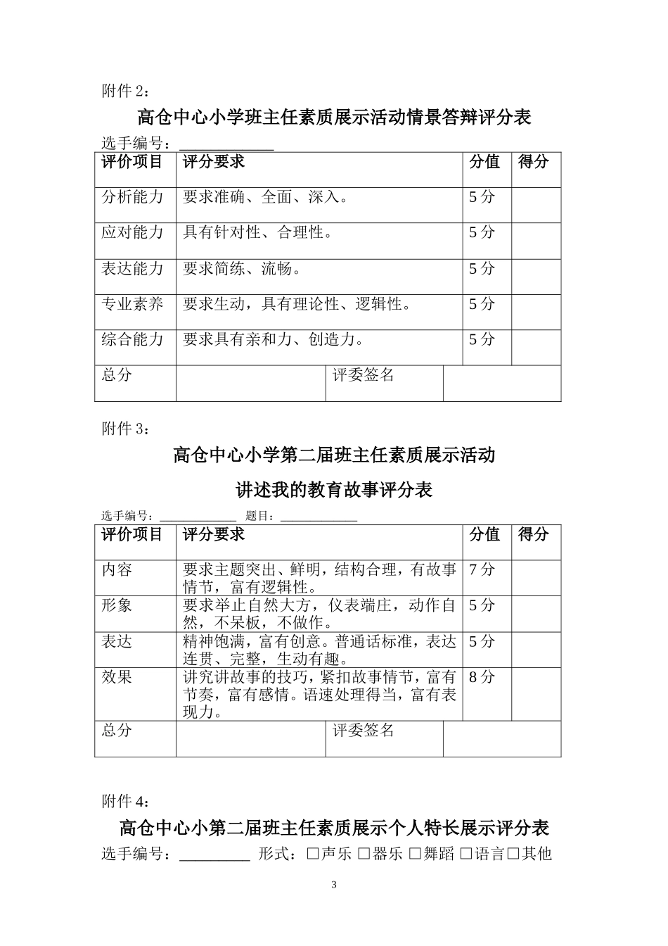 高仓中小小学班主任素质展示活动实施方案_第3页