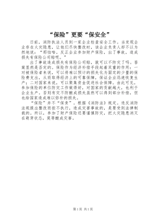 “保险”更要“保安全”