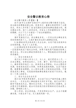 安全警示教育心得