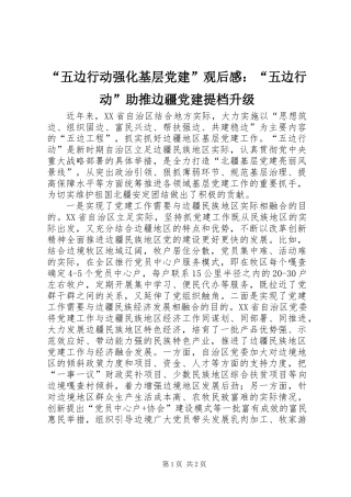 “五边行动强化基层党建”观后感：“五边行动”助推边疆党建提档升级