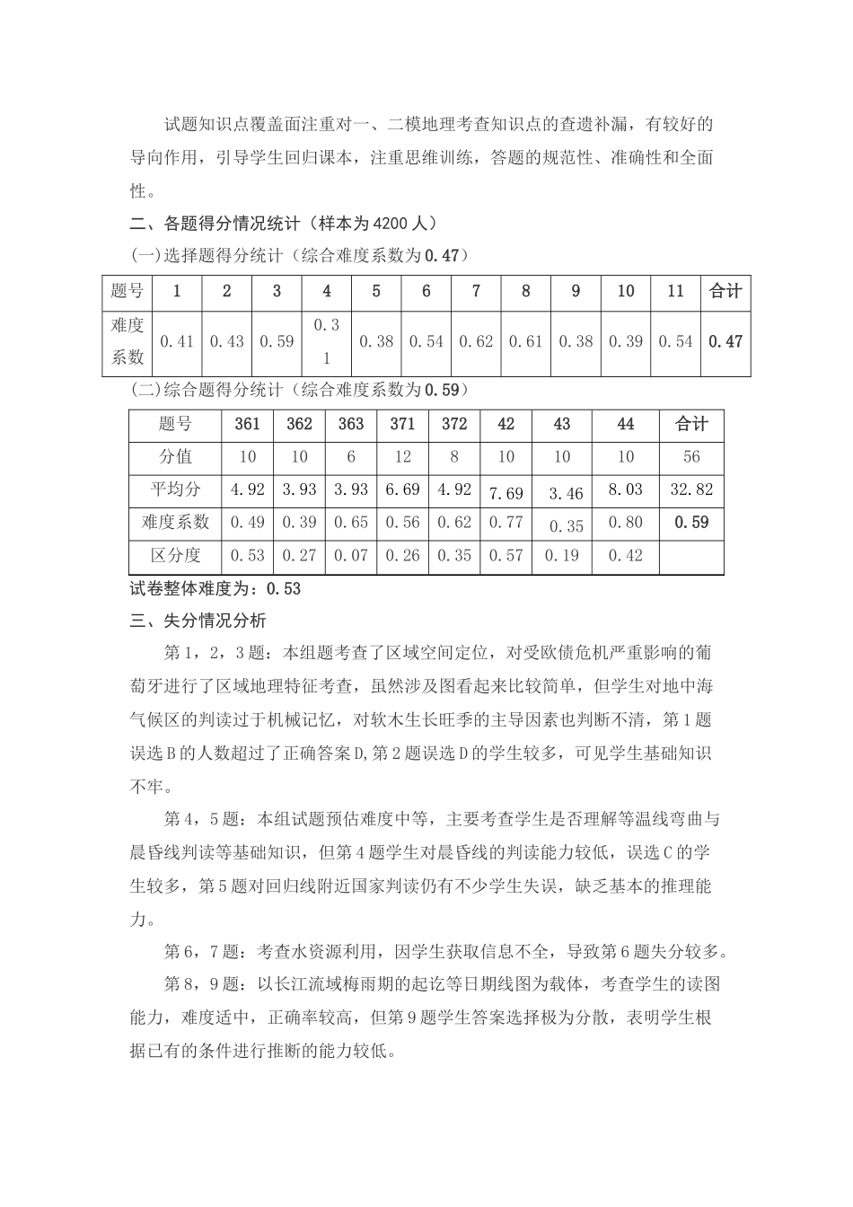 2013年乌市三模地理试卷分析111_第2页