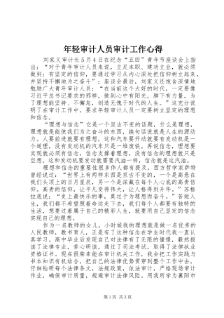 年轻审计人员审计工作心得