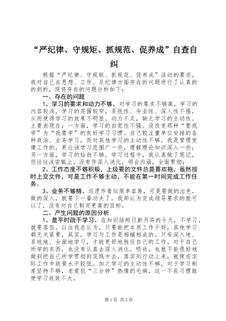 “严纪律、守规矩、抓规范、促养成”自查自纠
