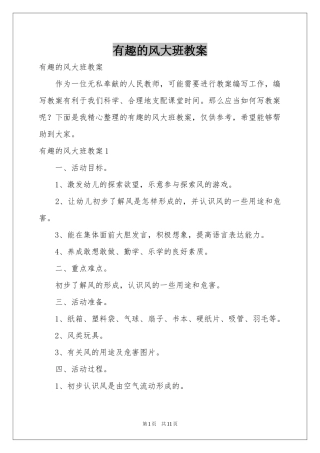 有趣的风大班教案