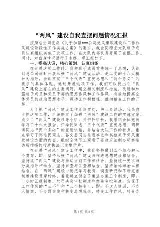 “两风”建设自我查摆问题情况汇报