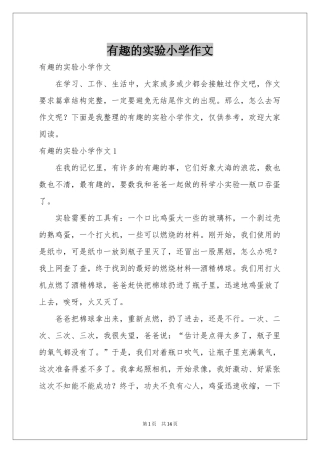 有趣的实验小学作文