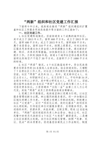 “两新”组织和社区党建工作汇报 (2)